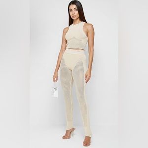 Maniere de Voir Knitted High Waisted Leggings. Beige. XS. Worn Once. PANTS ONLY